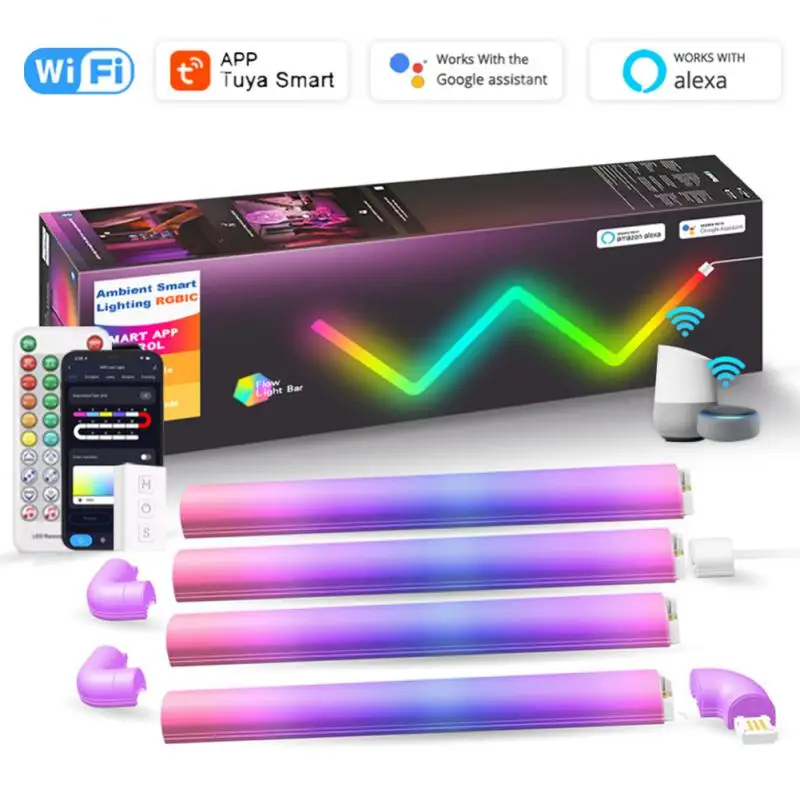 

Tuya WiFi RGB Light LED Smart Wall Light Bluetooth Music DIY Night Light TV Bedroom Game Room Bar Decoration Alexa Google Home