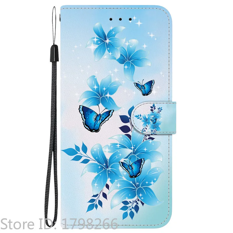 Elegant Colored Flower Wallet Phone Case - Magnetic Flip Leather Cover with Cute 3D Pattern