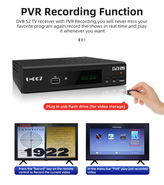 Set Top Box récepteur DVB-T2 H. 264 Powervu Biss CCAM IPTV