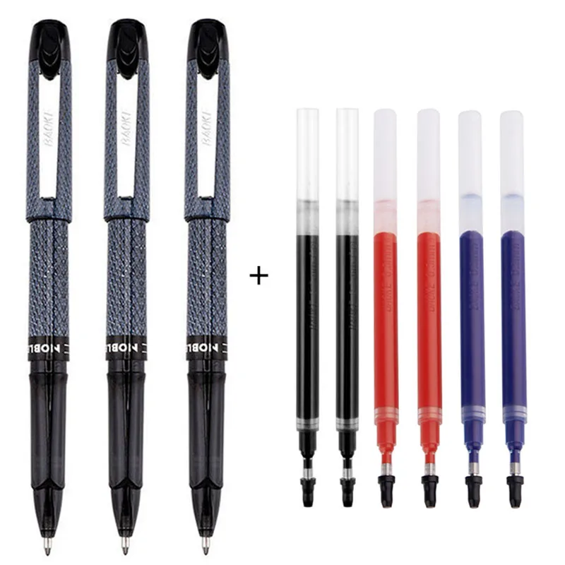 

9pcs/set Gel Pen 0.5mm/0.7mm/1.0mm Large Capacity Business Pens for Writing Refill School Office Supplies Korean Stationery