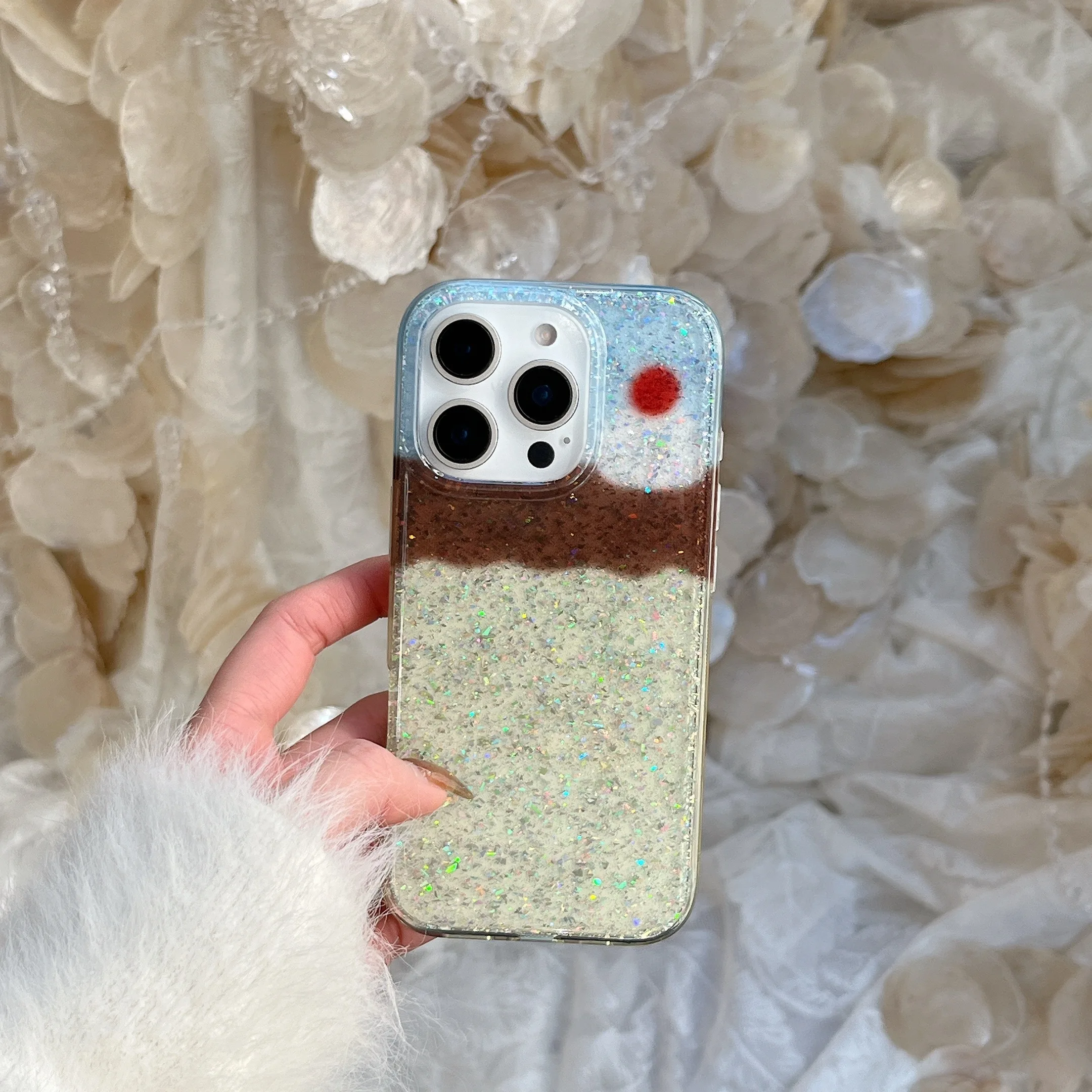 Dreamy Double Layer Glitter Caramel Pudding Chic Phone Case