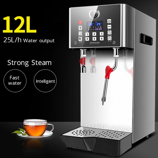 Commercial Steam Milk Frother - Milk Steamer Boiling Machine 4 IN 1 with  12L Capacity Electric Fully-Automatic Coffee Foam Maker Frothing Machine  for