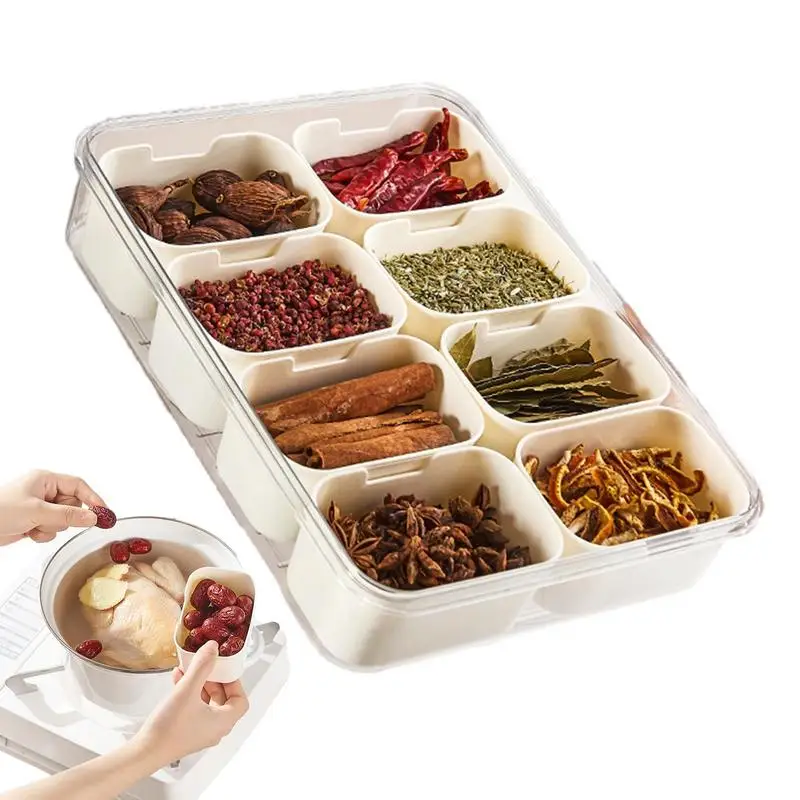

Seasoning Containers High Quality 8 Compartments Spice Storage Box Large Capacity Divided Sealed Boxes With Handle For Kitchen