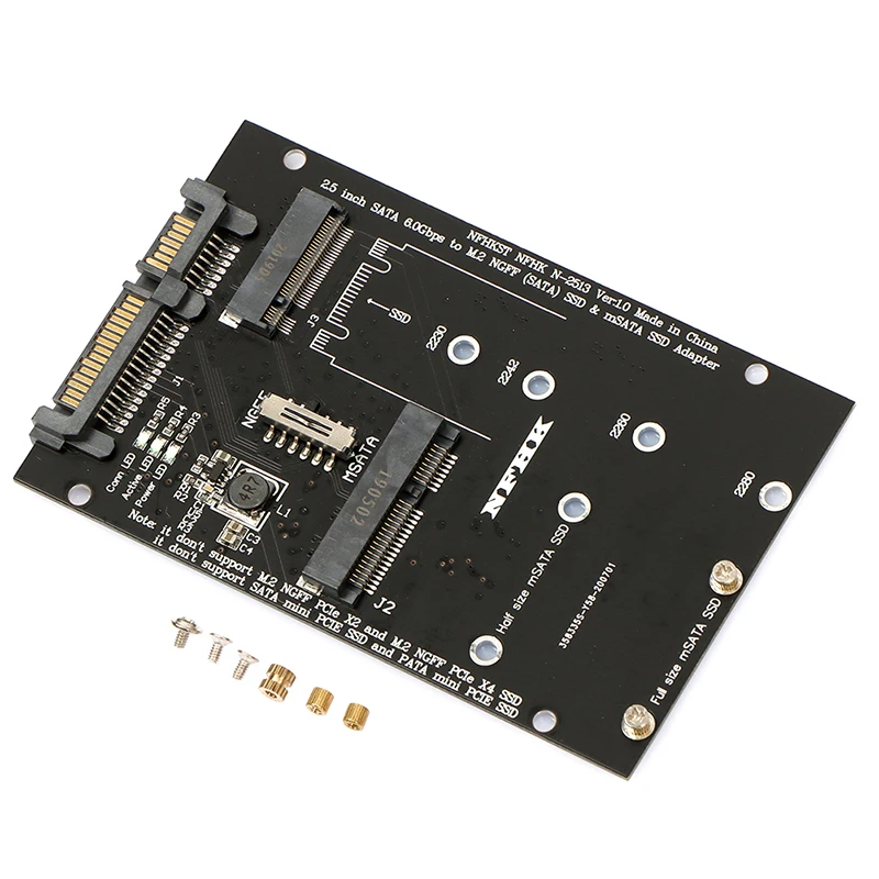 핫세일 도매 M.2 NGFF MSATA SSD to SATA 3.0 어댑터 2 in 1 컨버터 카드 (PC/노트북용)