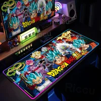 RGB Mousepad Computer Game Lock Edge Deskmat Xxl Keyboard PC Non-slip Carpet LED Glowing Anime Goku D-Dragons Balls Mausepad Rug - Image 2