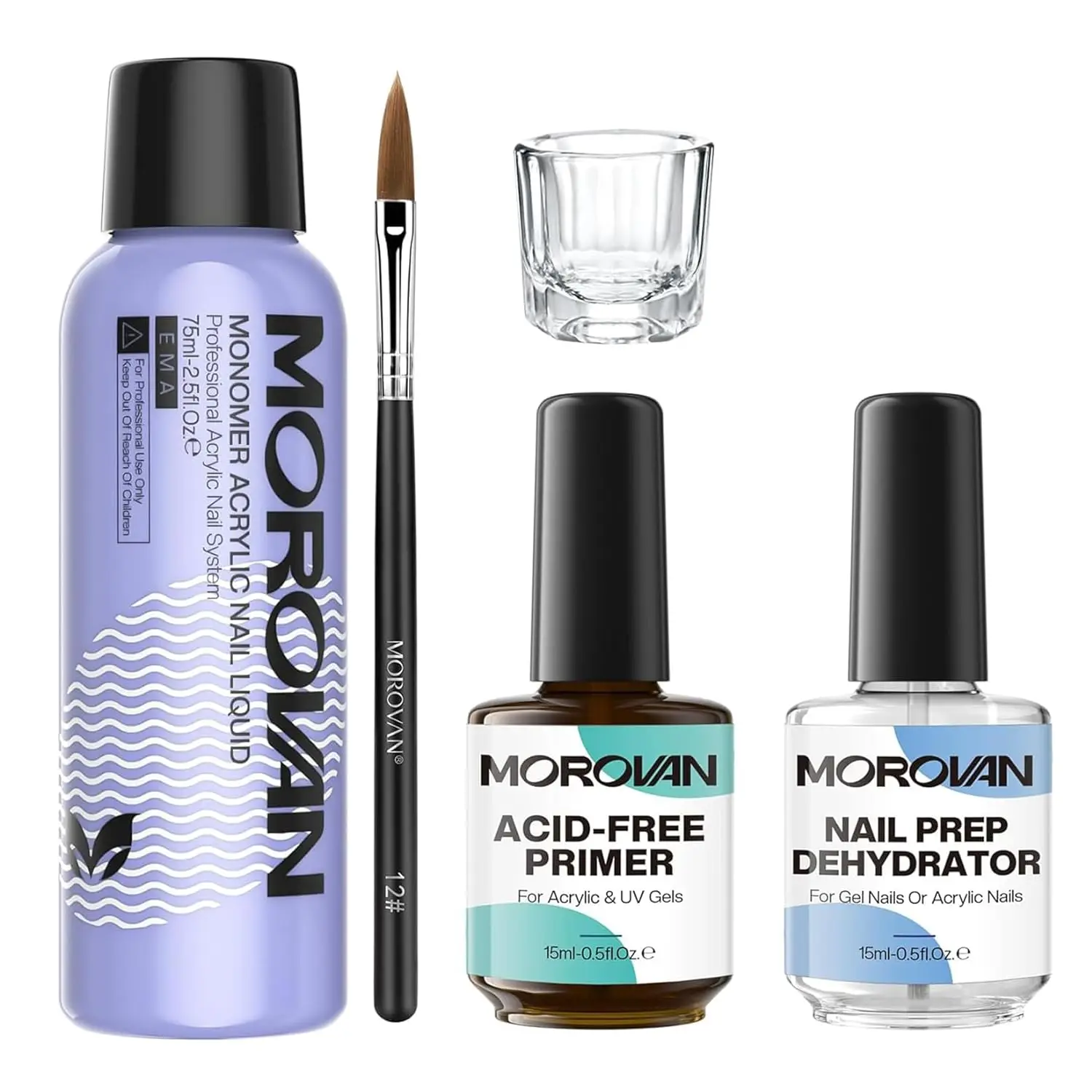 Acrylic Liquid for Nail Extension with Nail Prep Dehydrator Acid-Free Primer For DIY Lover- MMA-Free Fomula Acrylic Liquid Kit