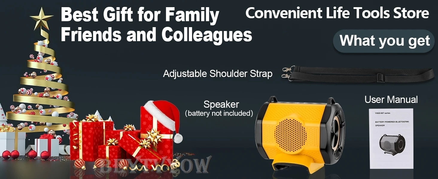 Bluetooth Speaker Compatible with Dewalt 20V Battery With USB Type-C Port Charge