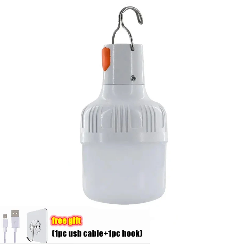 1PC Outdoor USB Rechargeable LED Lamp Bulbs 60W Emergency Light Hook Up Camping Fishing Portable Tents Lantern Night Lights Bulb