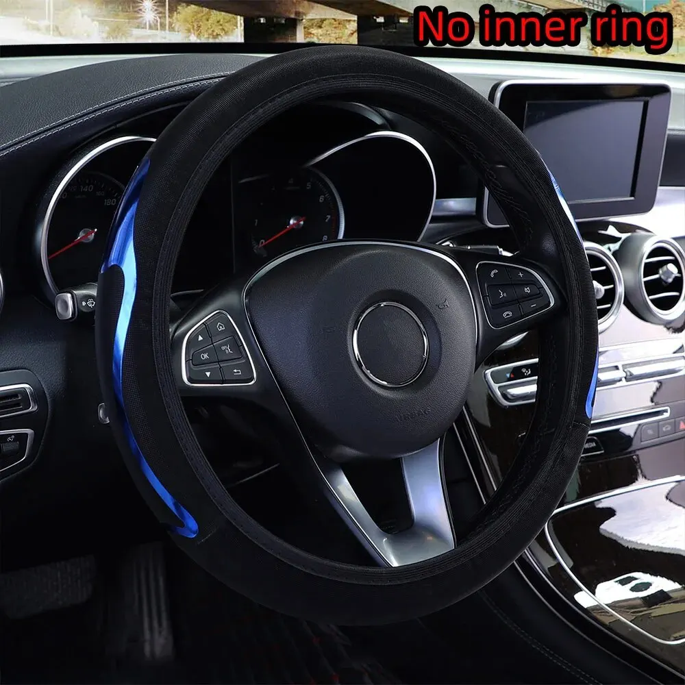 Accesorios dinámicos para coche, piel brillante, piel sintética, sin anillo interior, protector para volante, adecuado para 14,5-15 pulgadas