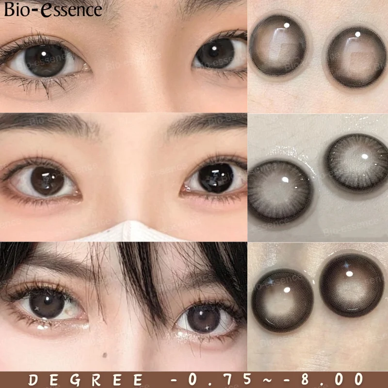 Bio-essence 1 Pair Dark Lenses Korean Style Colored Contact Lenses Myopia Lenses Black Lenses Fog Pearl Lens High Quality