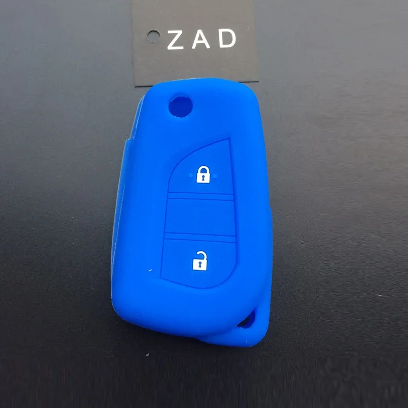 Silicone Rubber Car Key Cover Case Shell Set Protector Fob for Toyota Aygo Yaris Highlander Camry RAV4 2 Button Key Holder