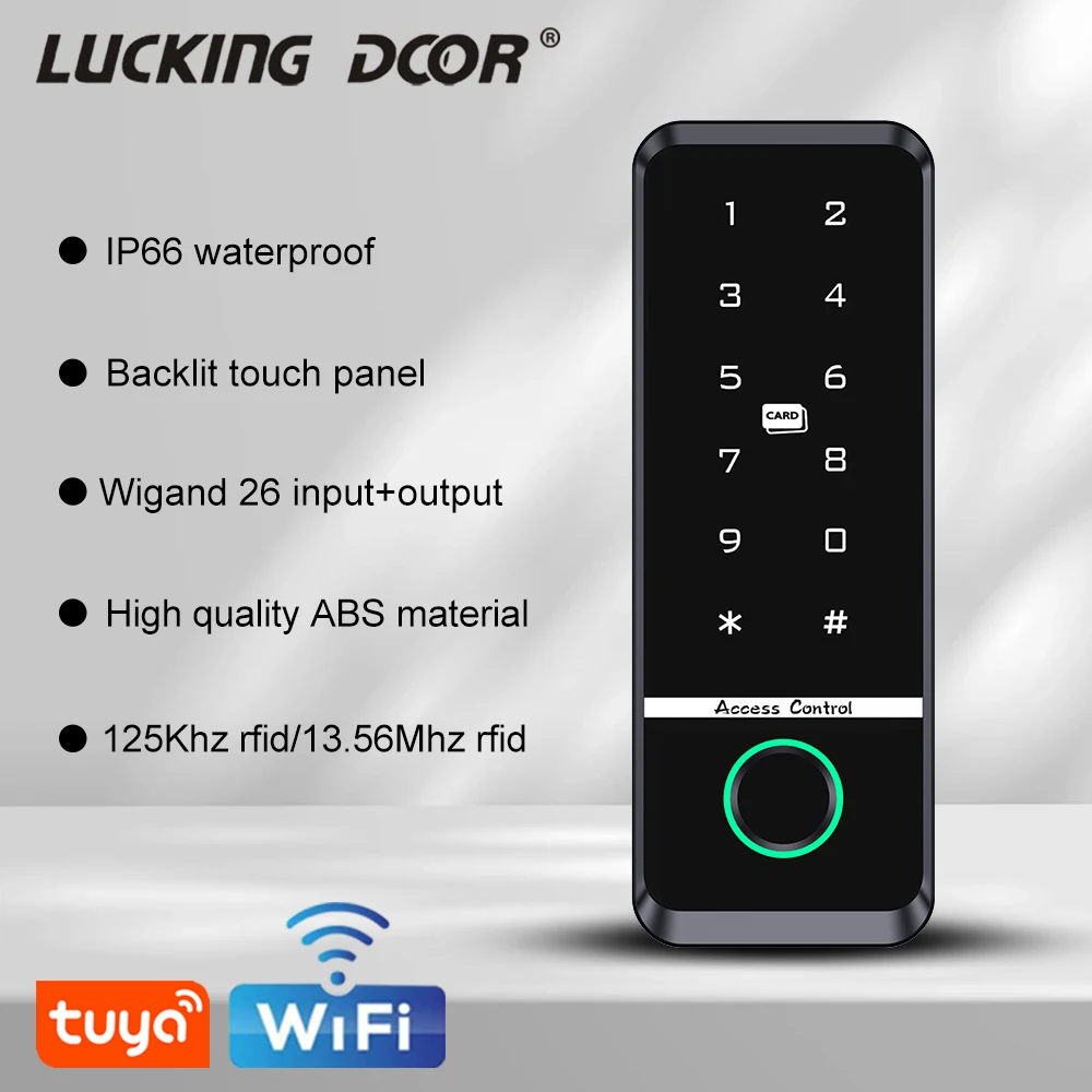 12V Tuya Wifi Electronic Fingerprint Lock Opener Access Control Keyboard Waterproof Smart ID IC Card Digital Keypad