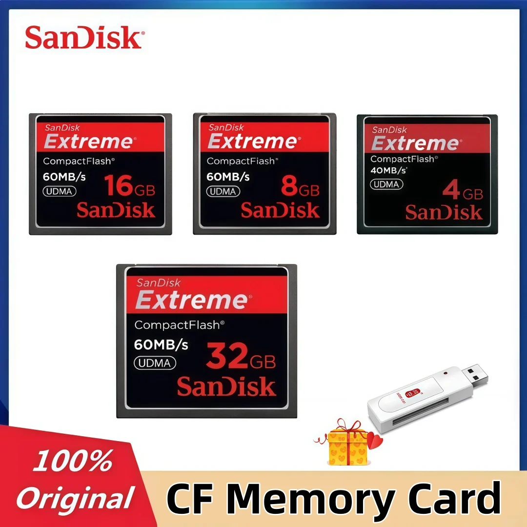 כרטיס זיכרון SanDisk 8GB 16GB 32GB Extreme CF CompactFlash 60MB/s UDMA Compact Flash Card