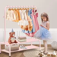 Dress Up Rack for Little Girls - Small Kids Costume Wardrobe Rack with 2 Fabric Shelves - Princess Room Bedroom Decor 1