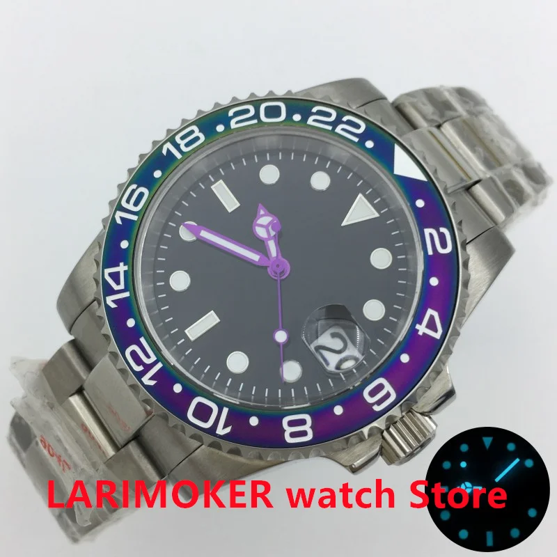 40Mm Nh35A Pt5000 Miyota Camo Purple Insert Orologio Impermeabile Da Uomo Automatico Vetro Zaffiro Data Luminosa Lucido Center Oyster