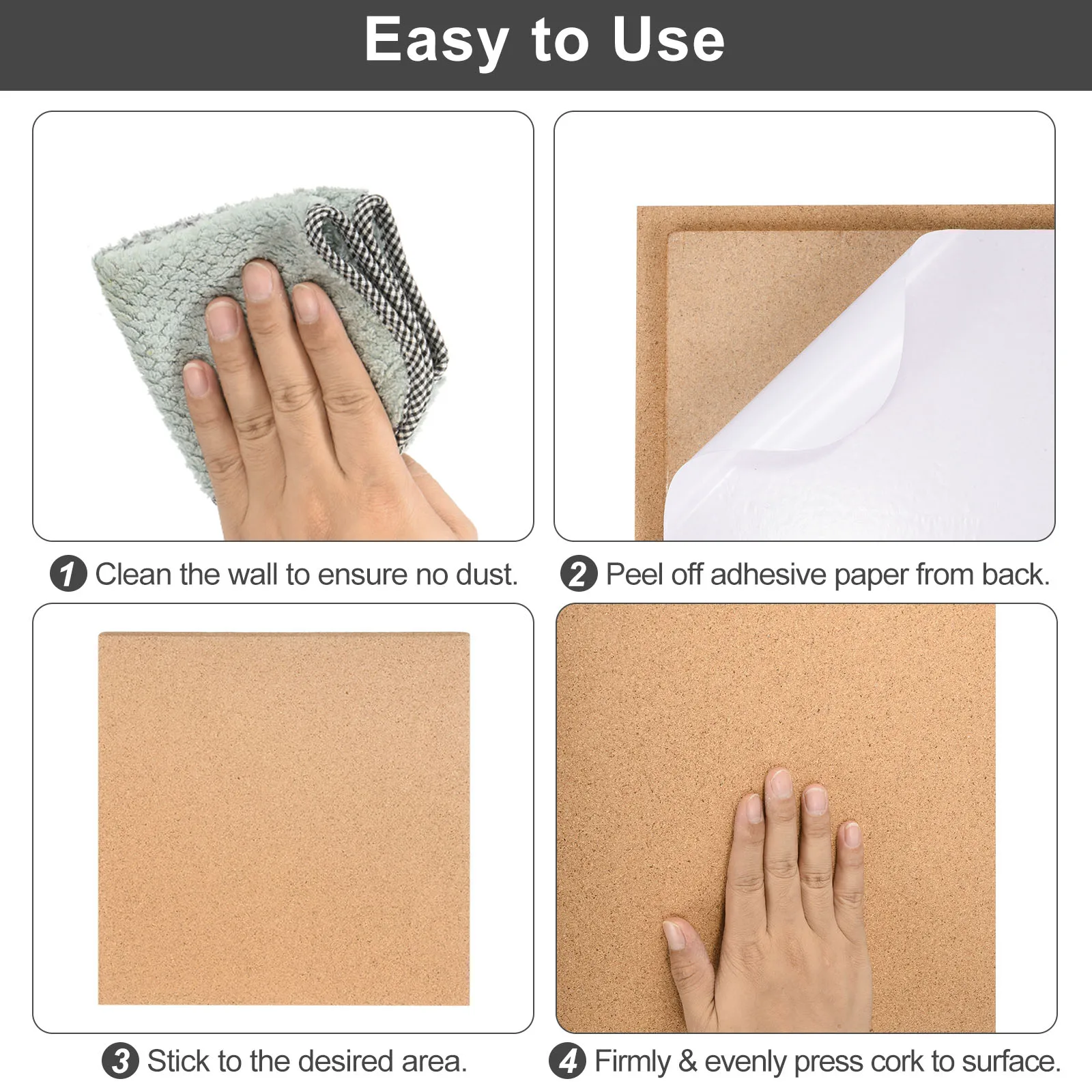 12Pcs Self Adhesive Square Cork Board Bulletin Board DIY Decorative Postcard Corkboard Message Pin Boards for Home&Office