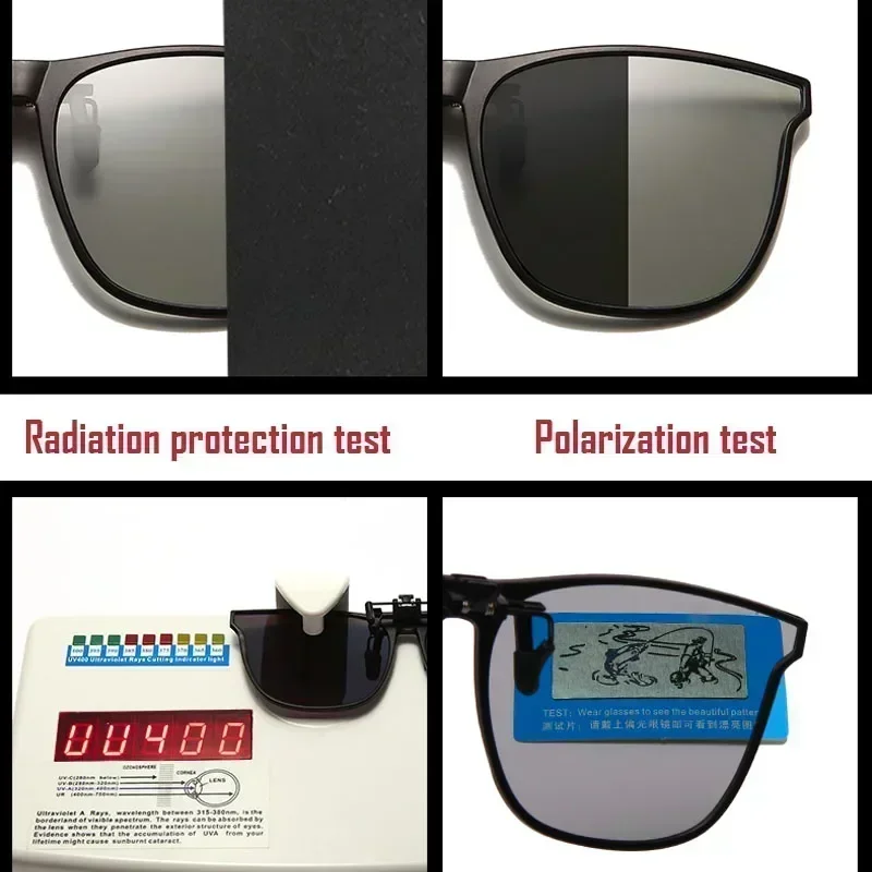 Vintage Anti-Glare Polarized Square Clip-On Sunglasses with Night Vision