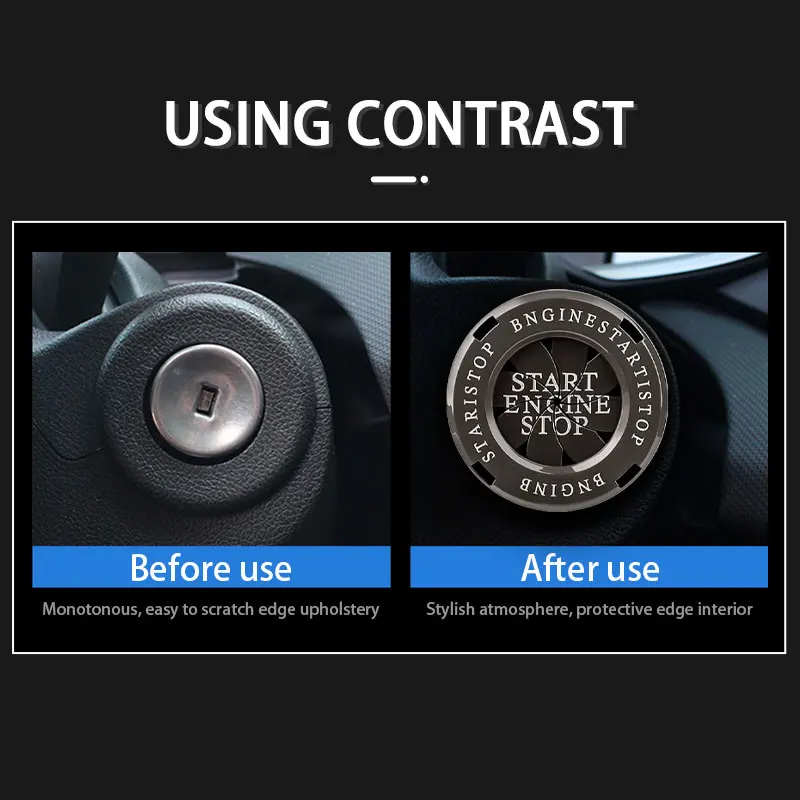 Couvercle de bouton de démarrage de moteur de voiture, couvercle de bouton  de démarrage à une touche, bouton d'arrêt automatique bricolage, couvercle  de protection, décoration de voiture, alliage - AliExpress