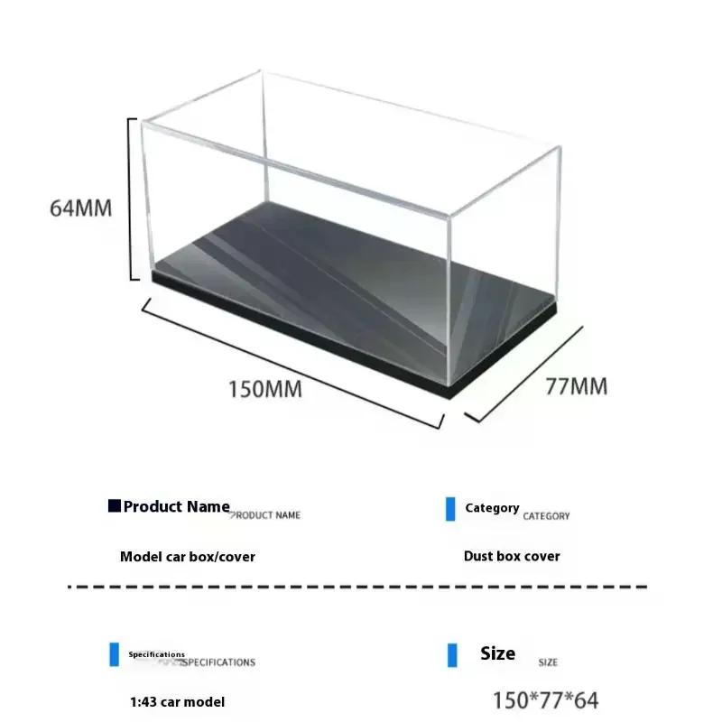 1Pcs Transparent Acrylic Storage Box Practical 1/43 Diecast Model Car Display Box DIY Dustproof Display Rack Toy