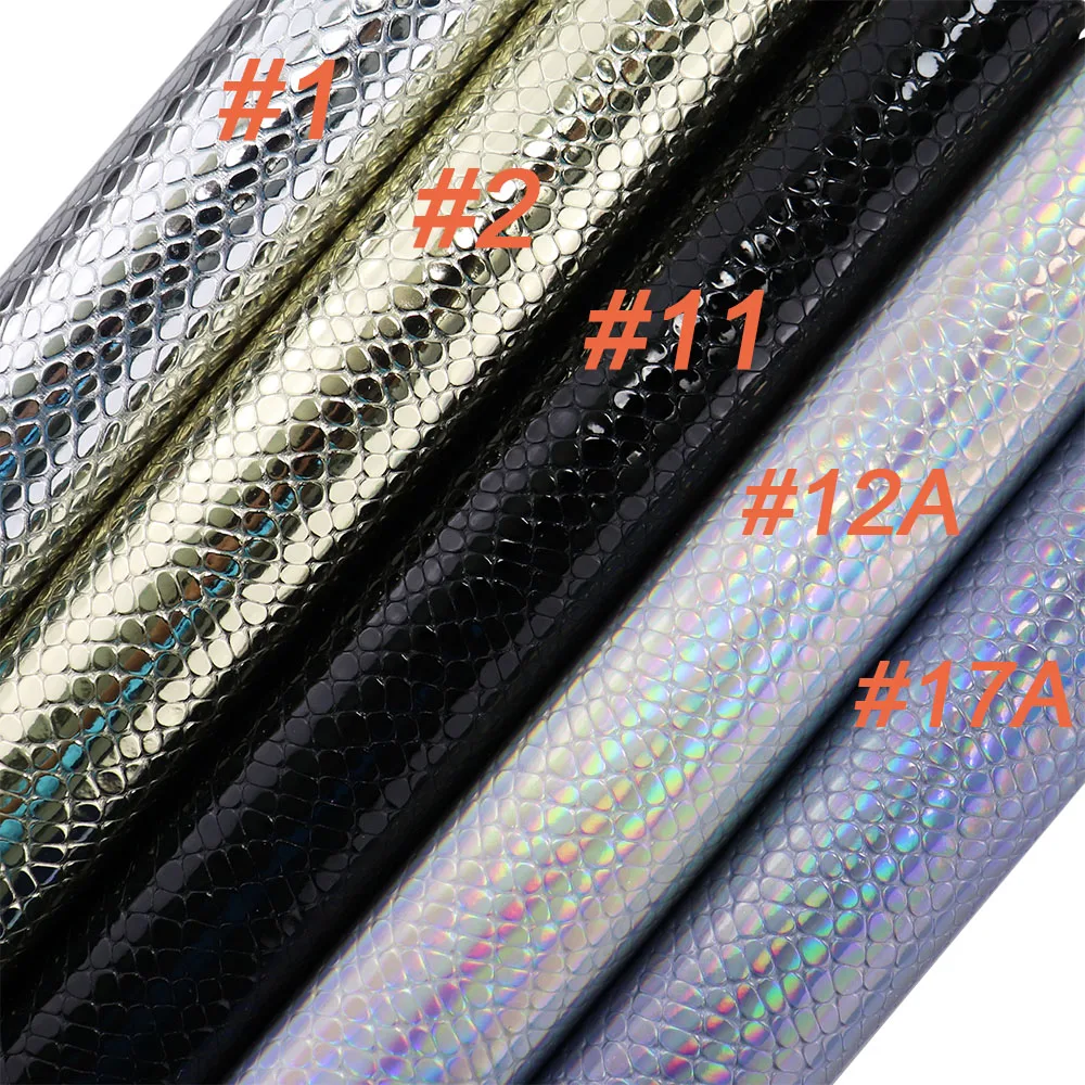 Iridescent Holographic Snake Mirror Faux Synthetic Leather Fabric For Hair Bows Sewing Craft DIY H0241 leather fabric