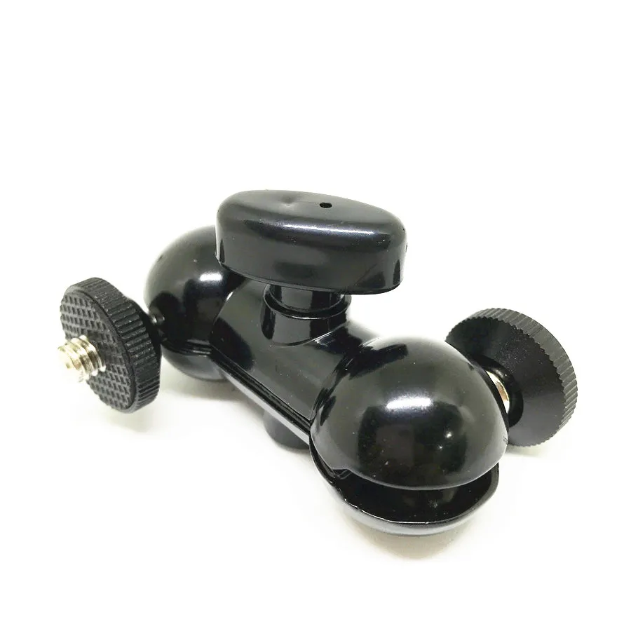 1/4" Mount to Hot Shoe Adapter Double Ball Head Bracket Magic Arm Mini Ballhead for Monitor LED Video Light