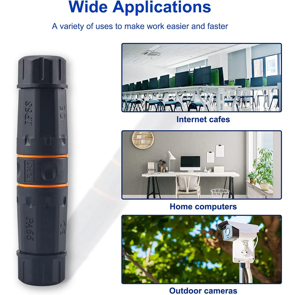 Acoplador Rj45 Impermeável Blindado Cat5e 6a Cabo Ethernet Conector Cabo de Rede Cabeça Dupla Acoplador Lan Exterior Hoolnx-ip68 - Imagem 2