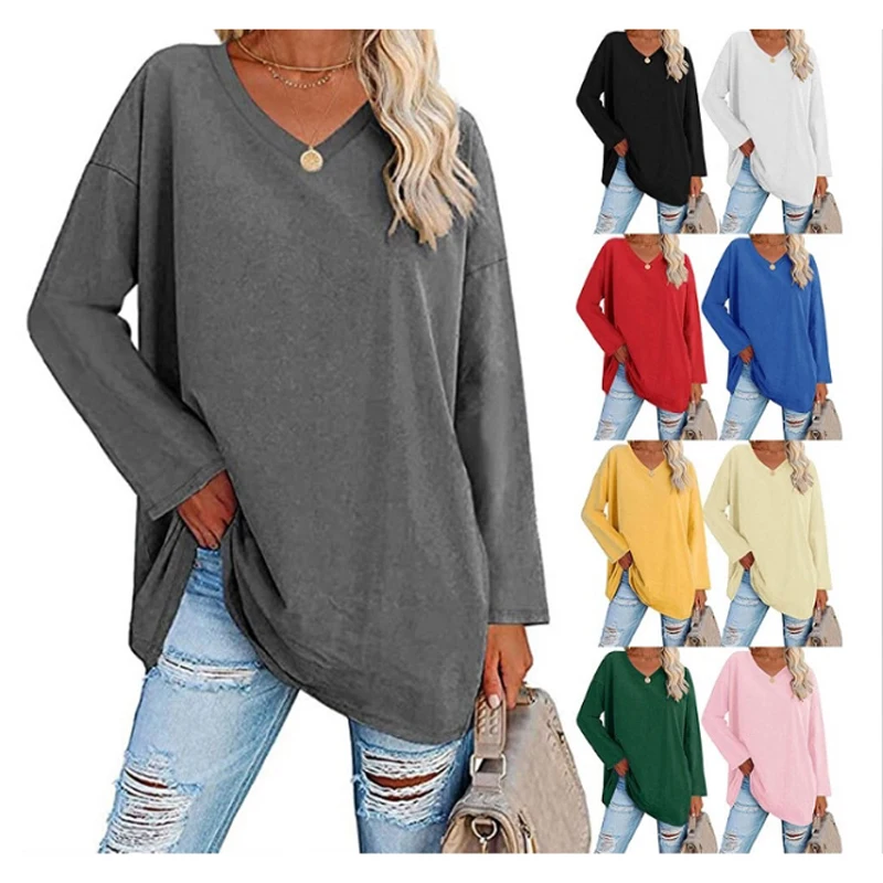 Women Long Sleeve T Shirt Spring Autumn Solid Slim Fit Casual Shirts Female Pullovers Basic Tee Y2k Clothes Streetwear Crop Tops 1