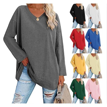 Women Long Sleeve T Shirt Spring Autumn Solid Slim Fit Casual Shirts Female Pullovers Basic Tee Y2k Clothes Streetwear Crop Tops 1