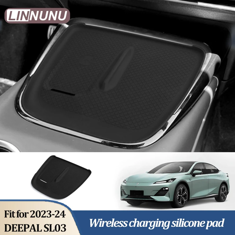 Linnunu Fit for Changan Deepal Sl03 L07-Wireless Mobile Phone Charging Silicone Pad Central Control Anti-Slip Pad Car Central Protective Dustproof Anti-Slip Car Interior Decoration