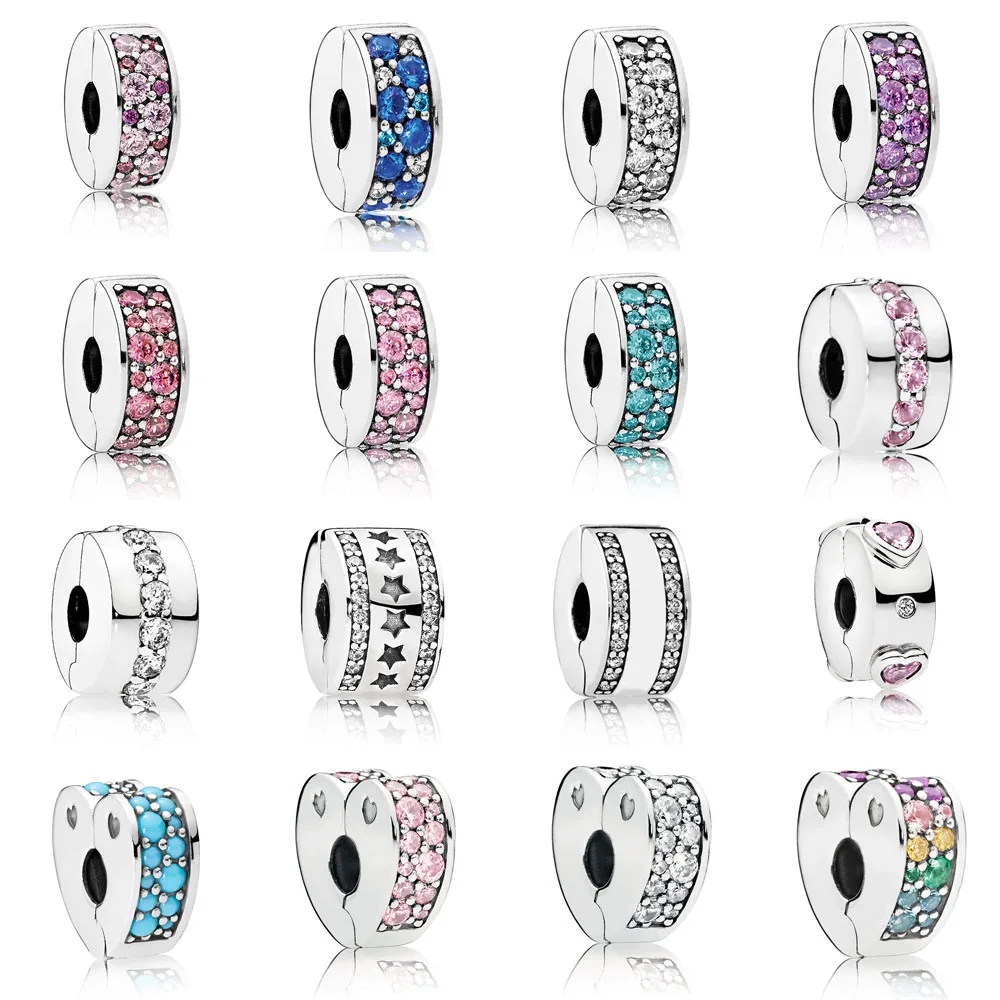 

Classic 925 Sterling Silver Arcs of Love Clip Charm Fit Original Pandora Bracelet Shining Elegance Clip Bead DIY Jewelry