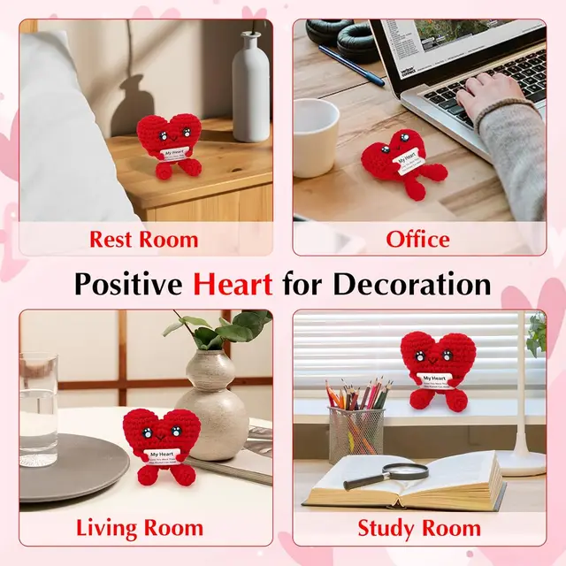 Funny Handmade Crochet Heart Doll Valentine's Day Mother's Day Birthday & More Desktop Ornament Home Decor 5