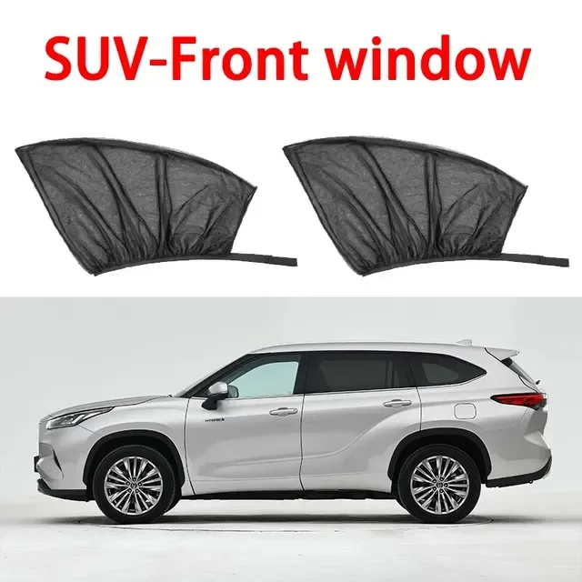 thumbnail image 1 of 2 parasoles para ventana lateral trasera de coche, parasol de malla de tela, protector de rayos UV, cortina parasol negra para coche, 1 of 5