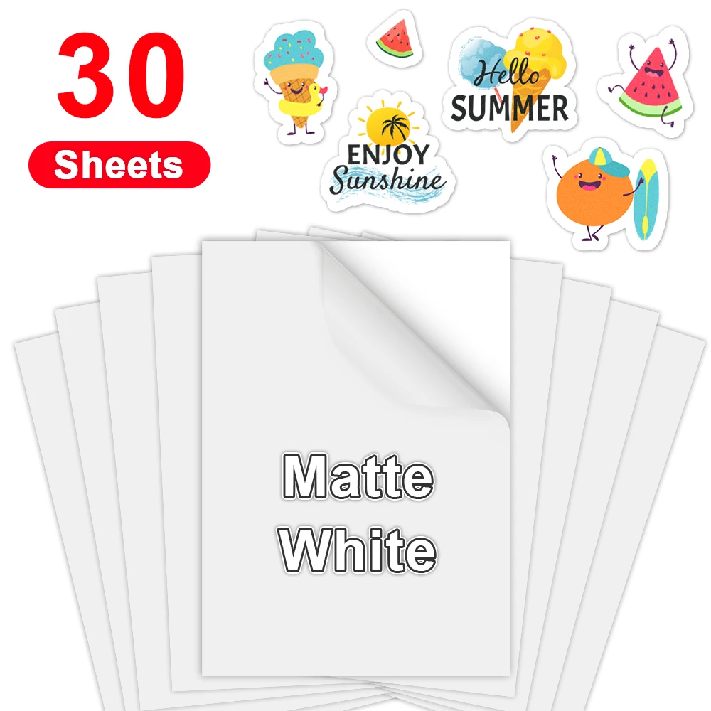 Sticker Paper Matte White Printable Full Sheet - Temu