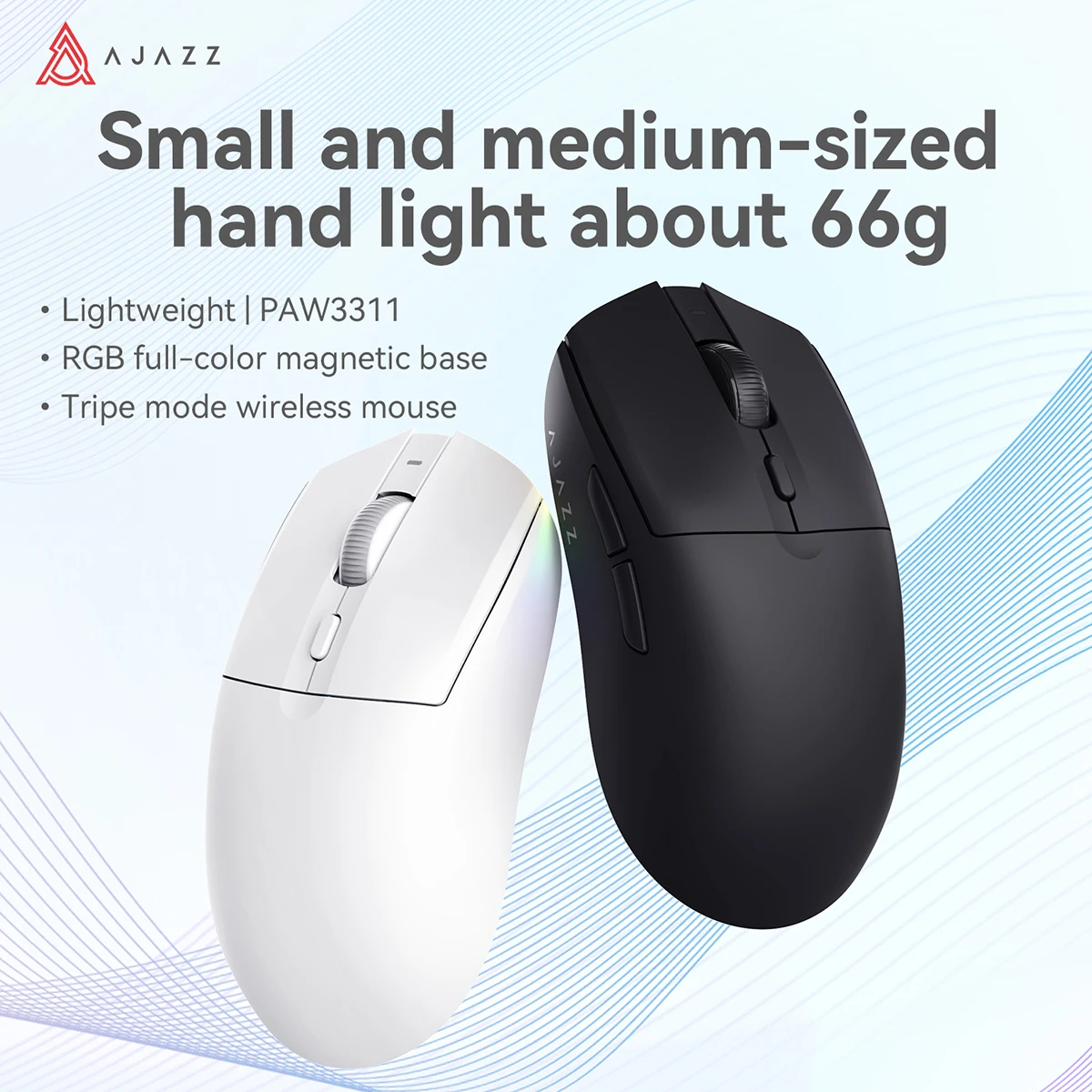 AJAZZ AJ139 V2 MC 무선 게이밍 마우스(RGB 자기 충전 베이스 포함) 24000DPI 블루투스/유선 마우스 PC 게이머 PAW3311