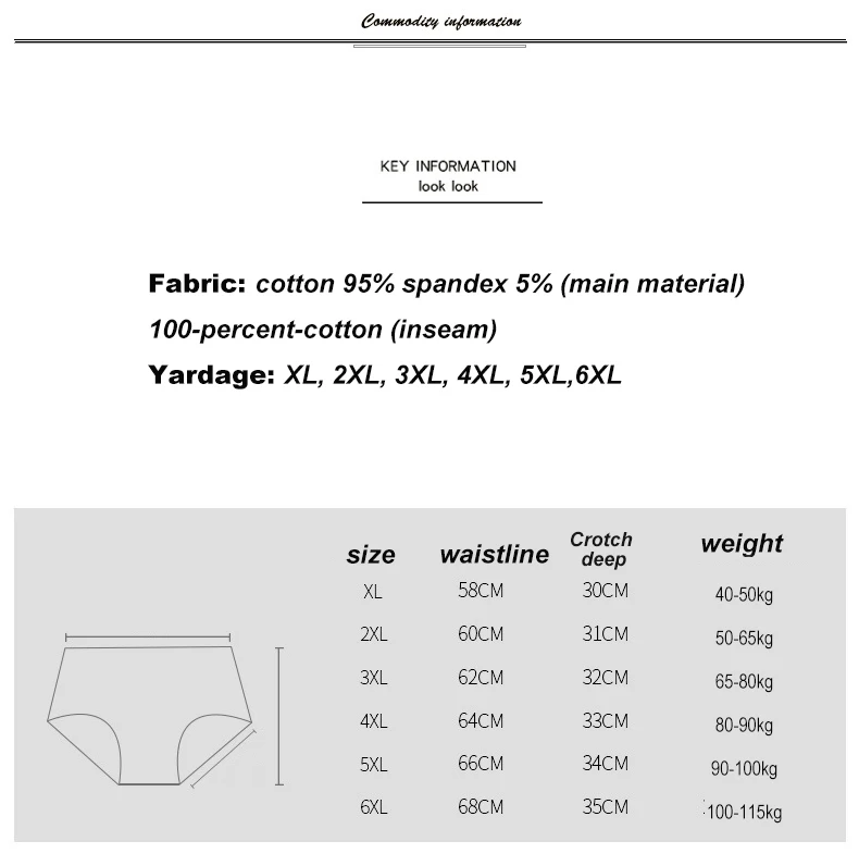3pcs Cotton Women Panties Lady Plus Size Underwear Large Size High Waist Briefs Breathable Solid Color Female Lingerie