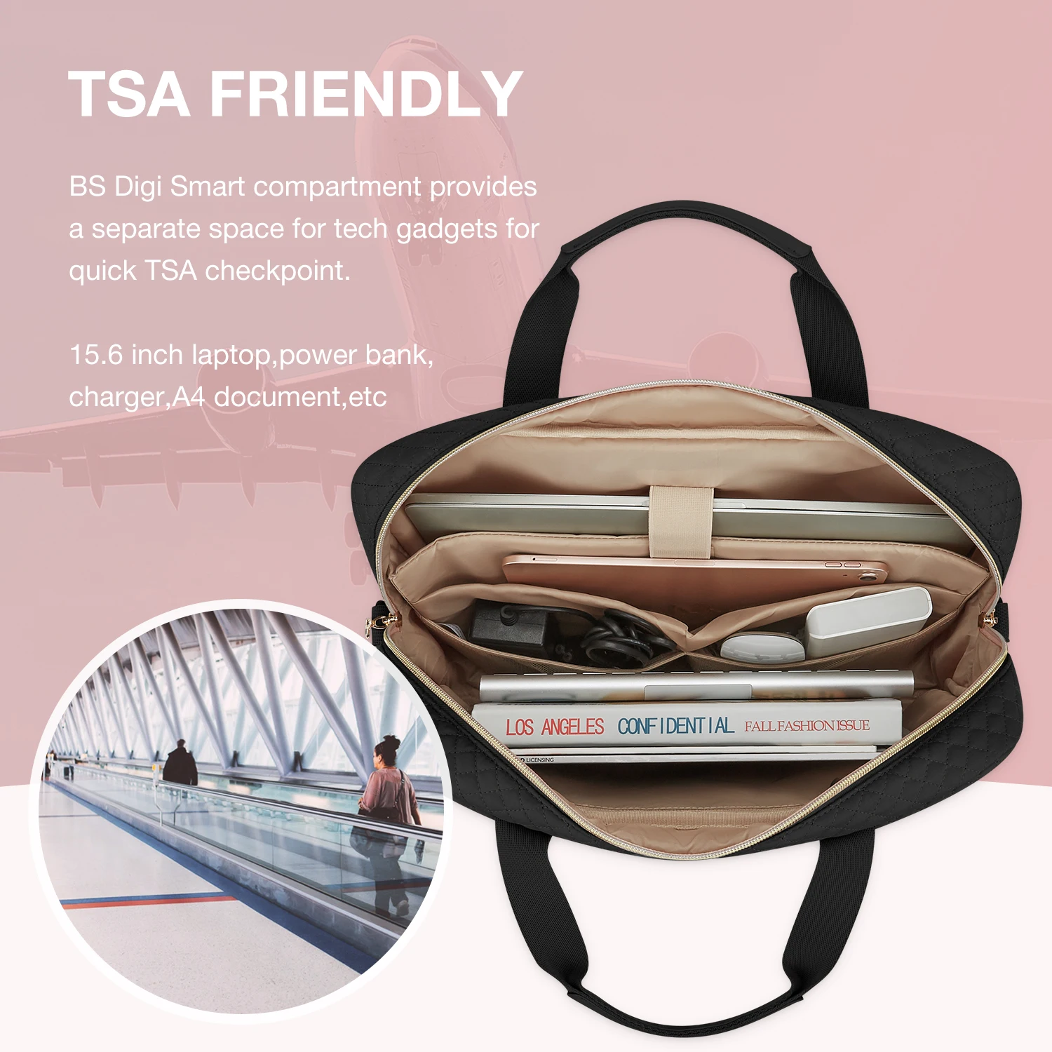 Bagsmart 15.6 Polegada Grande Bolsa do Portátil Case Maleta para as Mulheres Bolsa de Ombro Notebook Bolsa de Viagem de Escritório Bolsa de Computador de Negócios - Imagem 2