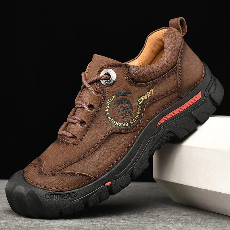 

Outdoor Camping Men Genuine Leather Sports Sneakers Man Travel Handmade Casual Shoes Leisure Walking Climbing Men's Footwear