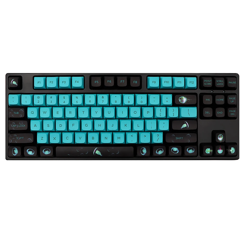 Xda-ocean Jellyfish Dye Sub Keycap Grupo Pbt Grosso para Teclado G60 Poker 87 104 Ansi Xd64 Rk61 Xd68 Xd84 Xd96 Azul e Preto v2