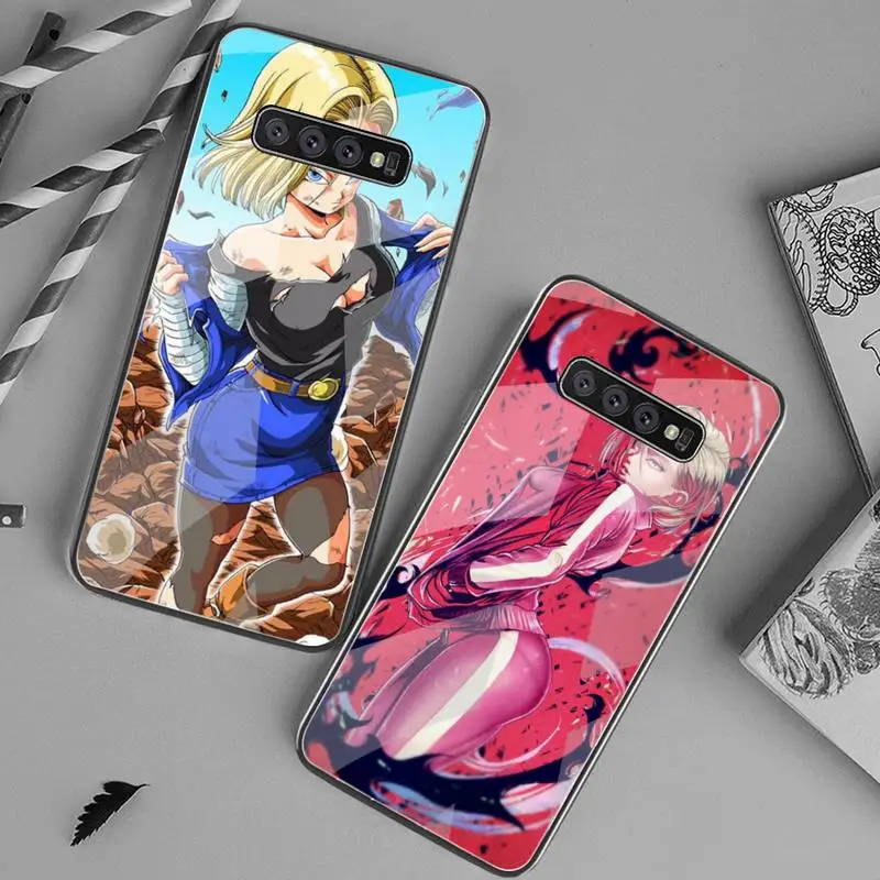 Чехол для телефона Dragon Ball Z Android 18 закаленное стекло Samsung S20 Ultra S7 S8 S9 S10 Note 8 9 10 Pro Plus