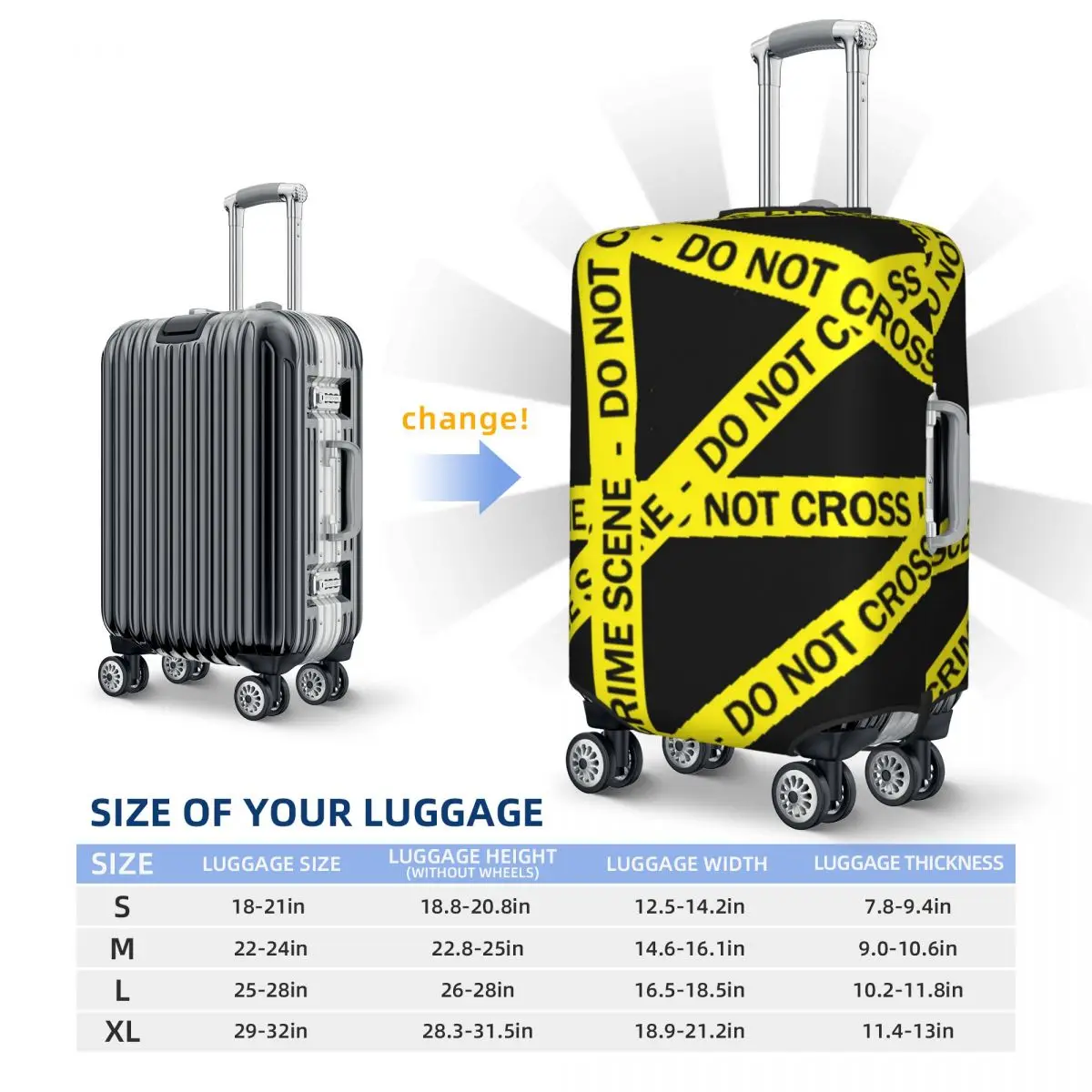 Crime Scene Pattern Suitcase Cover Do Not Cross Travel Holiday Practical Luggage Accesories Protector 6