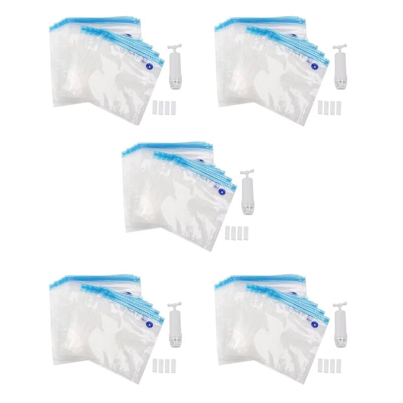 Sous Vide Bags 75X Riutilizzabile Elettrico Sottovuoto Conservazione Degli Alimenti Salva Sigillante Fornello Con 5 Pompe Manuali, Sacchetto Sigillato