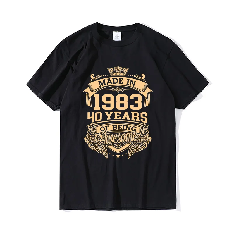 

Футболка унисекс, 40 лет на день рождения, подарок, Мужская одежда, футболка, уличная одежда, новинка, Повседневная футболка в стиле Харадзюку, 1983