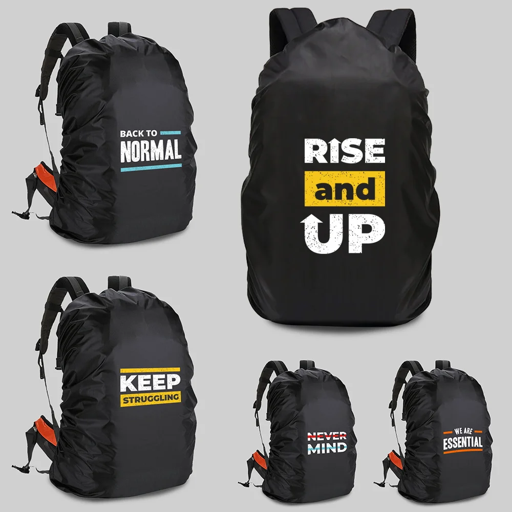 

Portable Rain Cover for Backpacks Waterproof for Camping Climbing Outdoor Dustproof Backpack Cover 20-70L Phrase Print Pattern