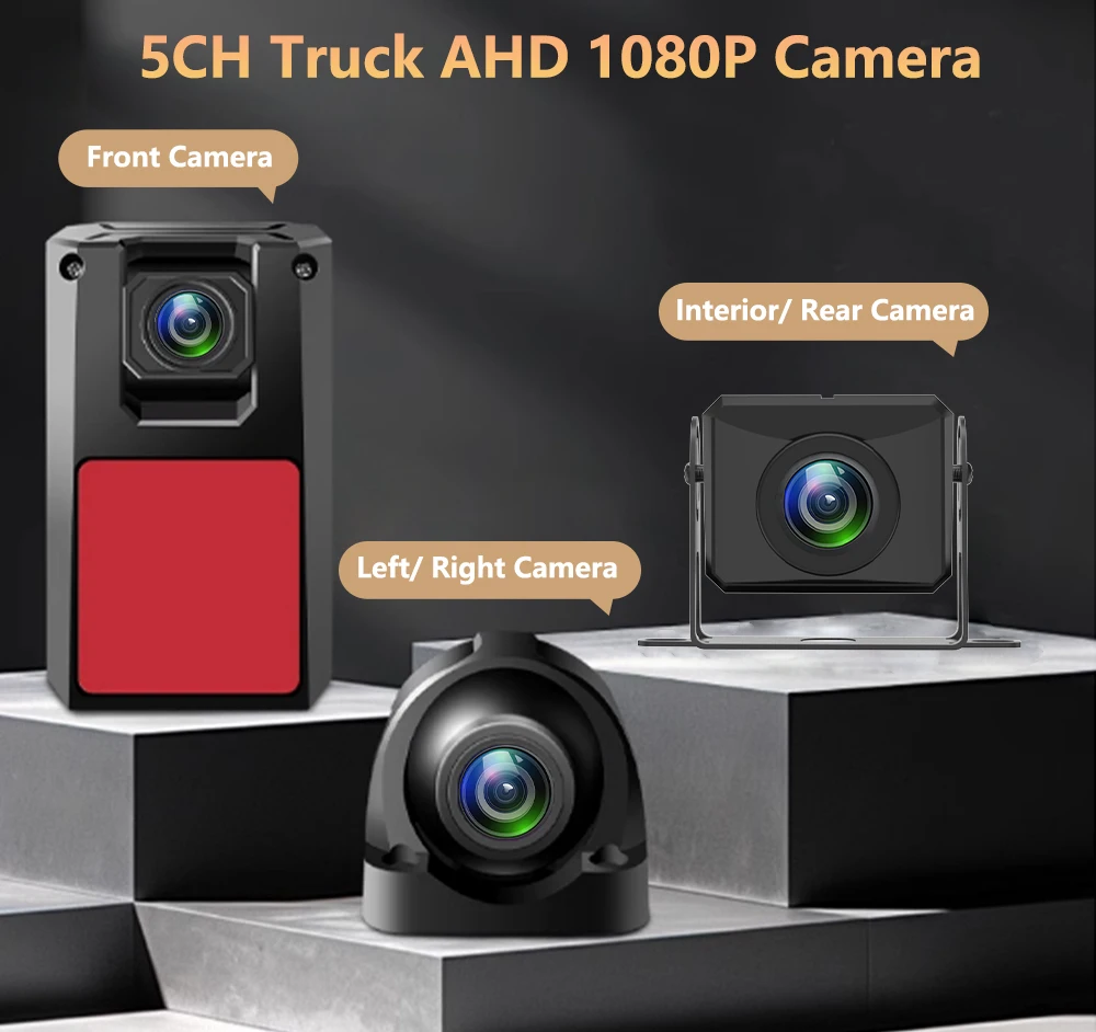 10.36 بوصة 5 قناة شاحنة نظام مراقبة الكاميرا BSD إنذار MP5 شاشة تعمل باللمس DVR مسجل فيديو السيارة AHD 1080P كاميرات عكسية