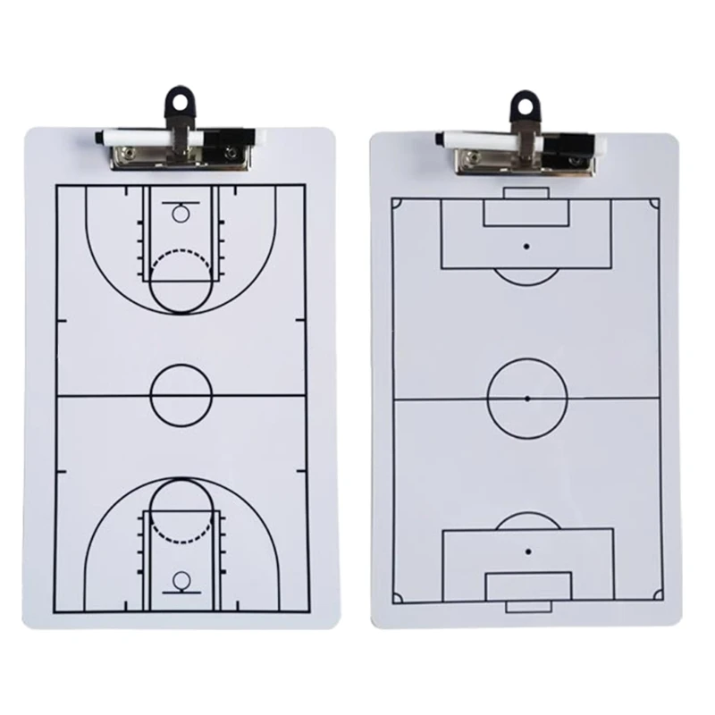 

Football Coaching Board Basketball Dry Erases Board for Coaches with Marker Double-Sided Full Half Court Tactic Board D5QD