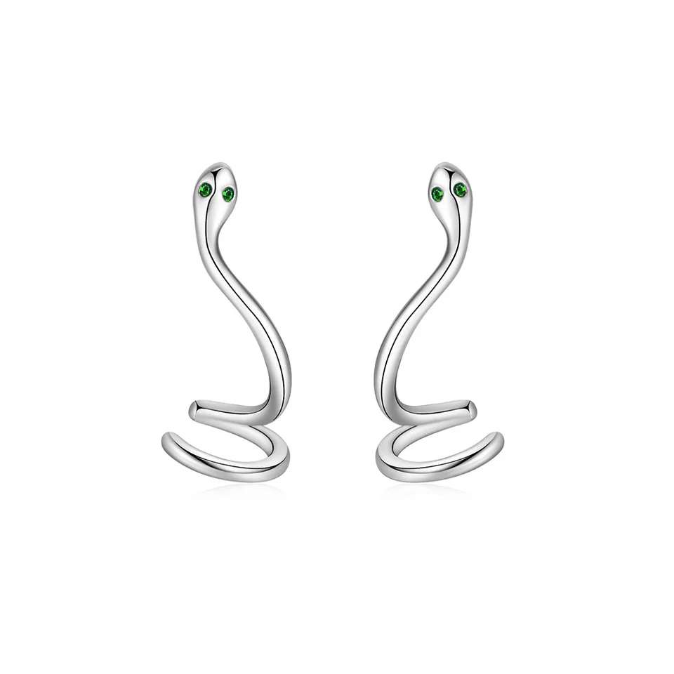 Orecchini A Forma Di Serpente Curvo In Argento Sterling 925 – Simbolo Di Trasformazione E Protezione – Gioiello Donna Unico E Significativo