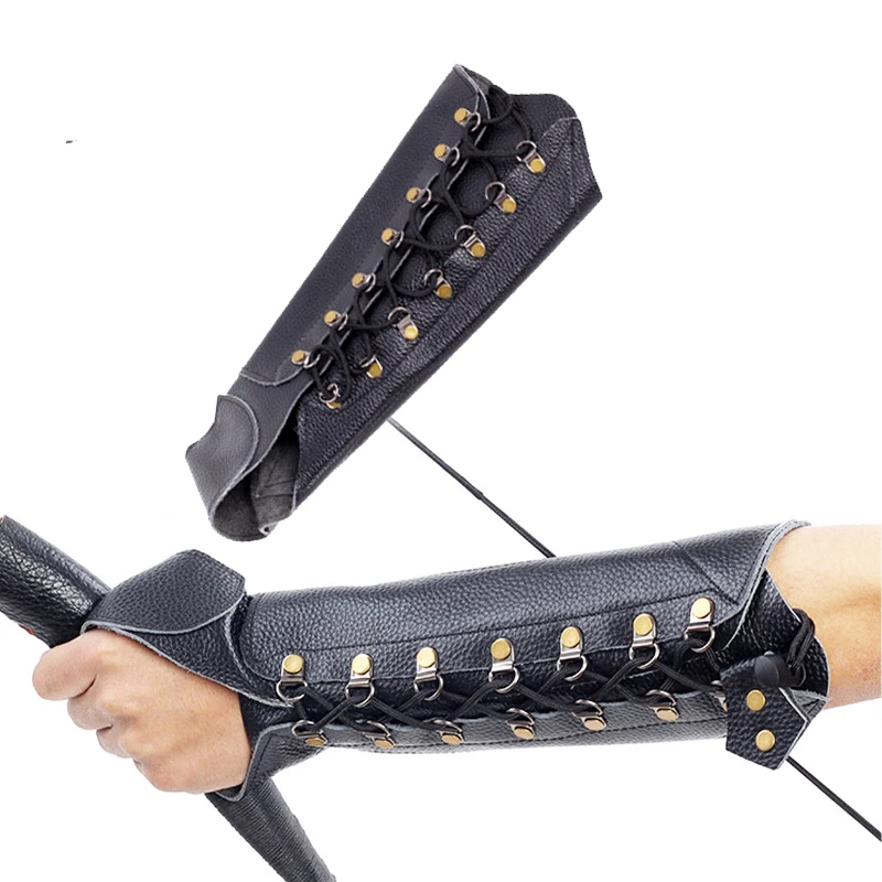 1PC Archery Arm Guard Leather Armguard with Finger Archery Protection Equipment With Handguard Top Cowhide Arm Guard