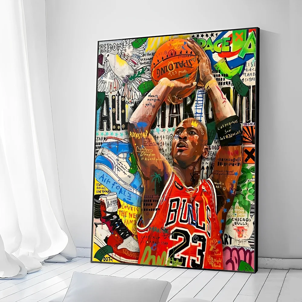 Poster prints Vintage posters Famous Basketball Player Celebrities Poster Good Prints Waterproof Paper Coffee House Bar Posters Wall Stickers