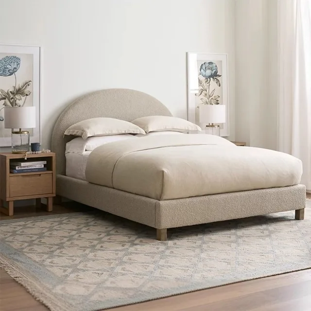 Chambre à coucher minimaliste lits de luxe fantaisie Queen Size cadre lit tables de nuit rembourré Letto Matrimoniale meubles accessoires 1