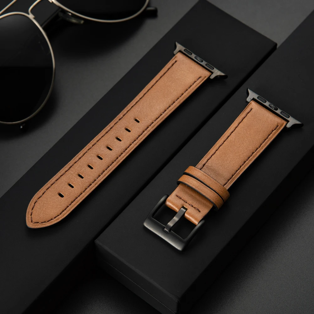 Premium Leather Strap Case Protector for Smartwatch with PC Shell